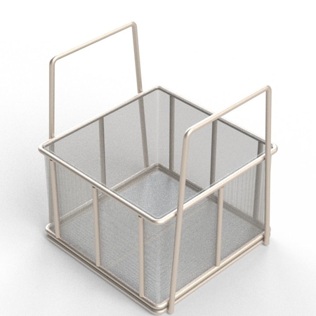 Anysizebasket Rectangular Wire Mesh Basket: 6Lx6Wx4H, 304 SS, 3/16 Rod Frame, Stacking Handles, Mesh: 30 x .012 TMT-060060040-A30S